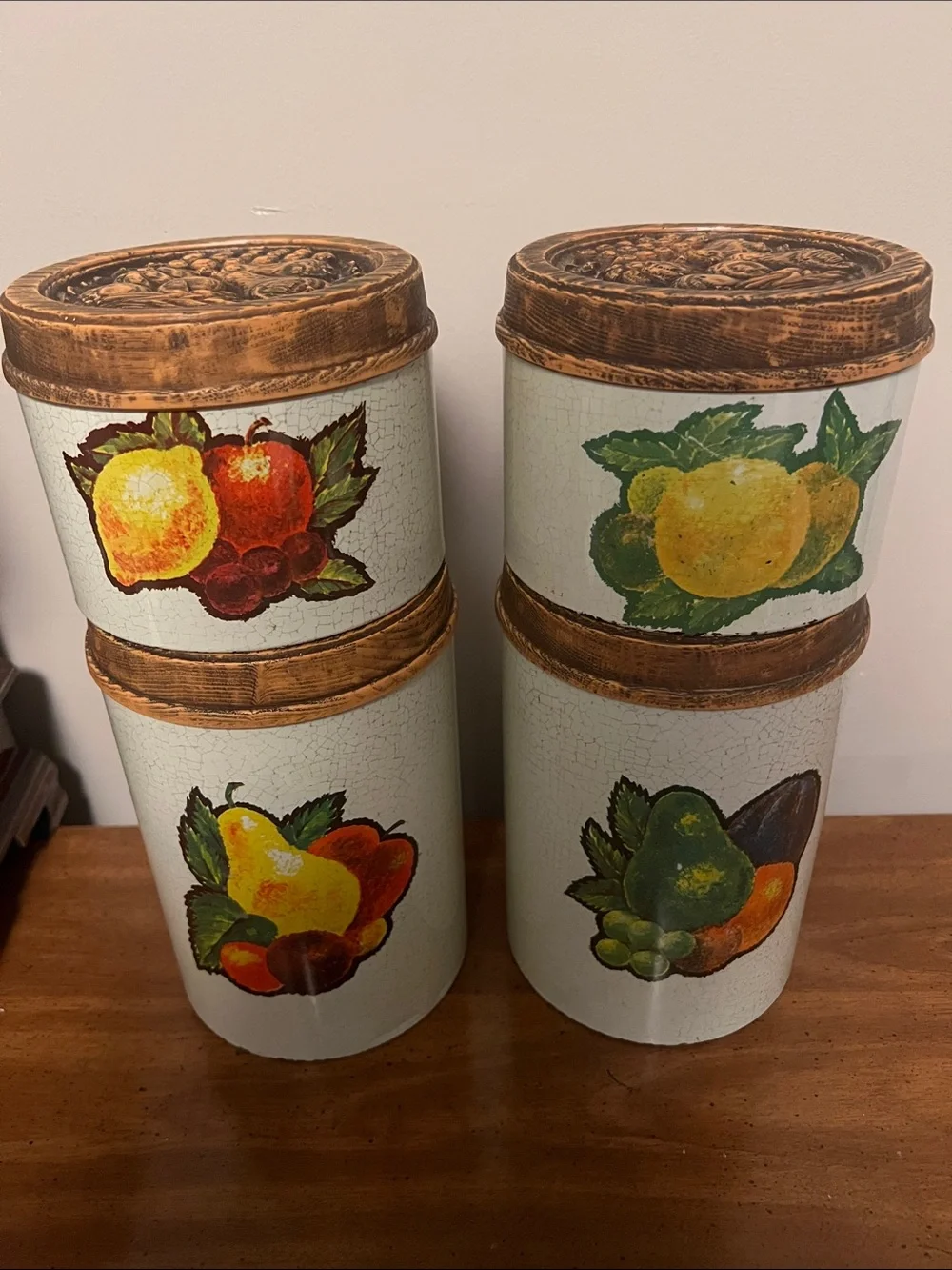 Vintage Cheinco Housewares Metal Fruit Canister Set (Set of 4)